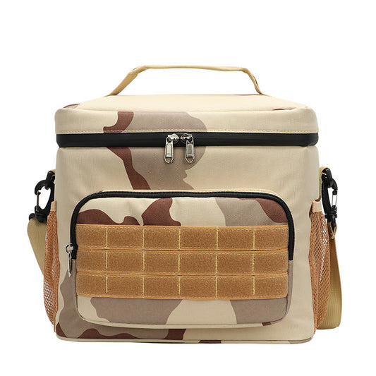 Outdoor Oxford cloth square waterproof camouflage insulation bag wear-resistant portable work convenient lunch box bag