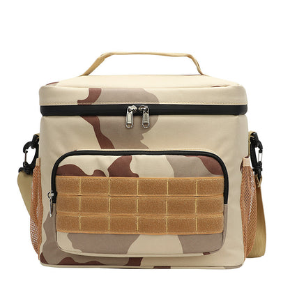 Outdoor Oxford cloth square waterproof camouflage insulation bag wear-resistant portable work convenient lunch box bag