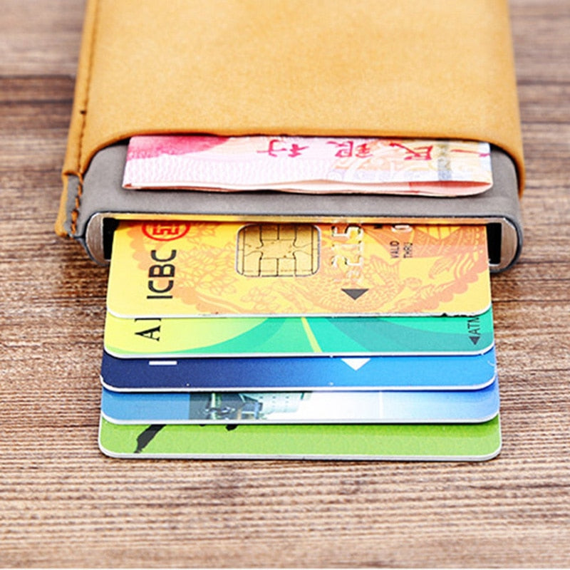 Men And Women Business Credit Card Holder Wallets Pocket Case RFID 6 Cards Pop Up Card Case Card Wallet