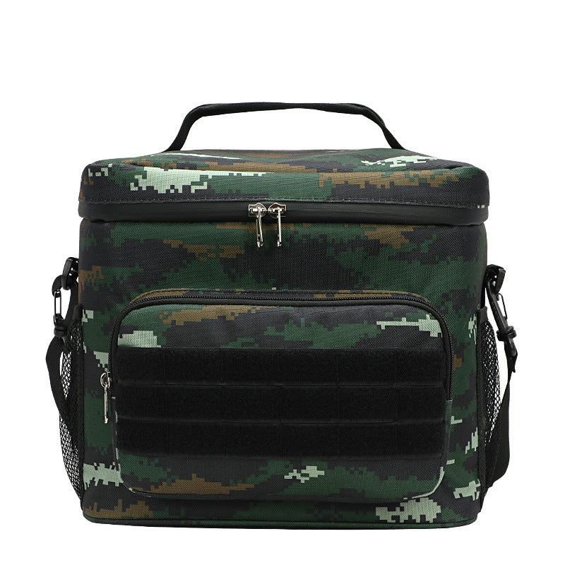 Outdoor Oxford cloth square waterproof camouflage insulation bag wear-resistant portable work convenient lunch box bag