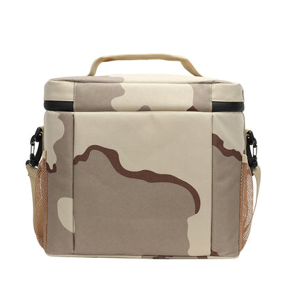 Outdoor Oxford cloth square waterproof camouflage insulation bag wear-resistant portable work convenient lunch box bag