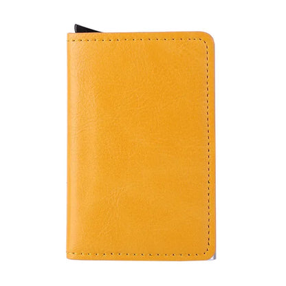 Metal Men Card Holder RFID Aluminium Alloy Credit Card Holder PU Leather Wallet Antitheft Men Wallets Automatic Pop Up Card Case